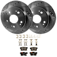 KIT-072924-3103 2-Wheel Set Rear Brake Disc and Pad Kit, Cross-drilled and Slotted 5 Lugs 259.59 mm Ceramic, Includes (1) Brake Pad Set and (2) Brake Disc