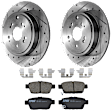 KIT-072924-3108 2-Wheel Set Rear Brake Disc and Pad Kit, Cross-drilled and Slotted 5 Lugs 334 mm Ceramic, Includes (2) Brake Disc and (1) Brake Pad Set