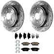 KIT-072924-3109 2-Wheel Set Rear Brake Disc and Pad Kit, Cross-drilled and Slotted 5 Lugs 334 mm Ceramic, Includes (2) Brake Disc and (1) Brake Pad Set