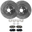 KIT-072924-3124 2-Wheel Set Rear Brake Disc and Pad Kit, Cross-drilled and Slotted 4 Lugs 261.87 mm Ceramic, Includes (1) Brake Pad Set and (2) Brake Disc