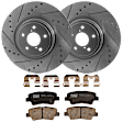 KIT-072924-3129 2-Wheel Set Rear Brake Disc and Pad Kit, Cross-drilled and Slotted 4 Lugs 261.87 mm Ceramic, Includes (1) Brake Pad Set and (2) Brake Disc