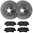KIT-072924-3130 2-Wheel Set Rear Brake Disc and Pad Kit, Cross-drilled and Slotted 4 Lugs 261.87 mm Ceramic, Includes (1) Brake Pad Set and (2) Brake Disc