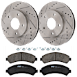 KIT-072924-314 2-Wheel Set Front Brake Disc and Pad Kit, Cross-drilled and Slotted 5 Lugs 274 mm Ceramic, Includes (1) Brake Pad Set and (2) Brake Disc