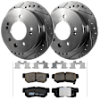 KIT-072924-3157 2-Wheel Set Brake Disc and Pad Kit, Cross-drilled and Slotted 5 Lugs 261.87 mm Ceramic, Includes (2) Brake Disc and (1) Brake Pad Set