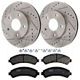 KIT-072924-316 2-Wheel Set Front Brake Disc and Pad Kit, Cross-drilled and Slotted 5 Lugs 274 mm Semi-metallic, Includes (1) Brake Pad Set and (2) Brake Disc
