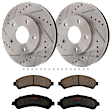 KIT-072924-317 2-Wheel Set Front Brake Disc and Pad Kit, Cross-drilled and Slotted 5 Lugs 274 mm Ceramic, Includes (1) Brake Pad Set and (2) Brake Disc