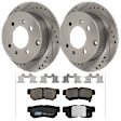 KIT-072924-3196 2-Wheel Set Rear Brake Disc and Pad Kit, Cross-drilled and Slotted 4 Lugs 261.87 mm Ceramic, Includes (2) Brake Disc and (1) Brake Pad Set