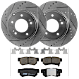 KIT-072924-3199 2-Wheel Set Rear Brake Disc and Pad Kit, Cross-drilled and Slotted 5 Lugs 282.96 mm Ceramic, Includes (1) Brake Pad Set and (2) Brake Disc