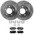 KIT-072924-3208 2-Wheel Set Rear Brake Disc and Pad Kit, Cross-drilled and Slotted 5 Lugs 282.96 mm Ceramic, Includes (1) Brake Pad Set and (2) Brake Disc