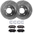 KIT-072924-3209 2-Wheel Set Rear Brake Disc and Pad Kit, Cross-drilled and Slotted 5 Lugs 282.96 mm Ceramic, Includes (1) Brake Pad Set and (2) Brake Disc