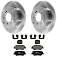 KIT-072924-3227 Rear Brake Disc and Pad Kit, Plain Surface 5 Lugs Ceramic