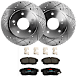 KIT-072924-3252 2-Wheel Set Rear Brake Disc and Pad Kit, Cross-drilled and Slotted 5 Lugs 277.62 mm Semi-metallic, Includes (2) Brake Disc and (1) Brake Pad Set