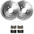 KIT-072924-3261 2-Wheel Set Rear Brake Disc and Pad Kit, Cross-drilled and Slotted 5 Lugs 307.8 mm Semi-metallic, Includes (1) Brake Pad Set and (2) Brake Disc