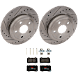 KIT-072924-3336 2-Wheel Set Rear Brake Disc and Pad Kit, Cross-drilled and Slotted 5 Lugs 330 mm Ceramic, Includes (1) Brake Pad Set and (2) Brake Disc