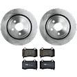 KIT-072924-3338 2-Wheel Set Rear Brake Disc and Pad Kit, Plain Surface 5 Lugs 350.01 mm Ceramic, Includes (2) Brake Disc and (1) Brake Pad Set