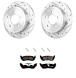 KIT-072924-3345 2-Wheel Set Rear Brake Disc and Pad Kit, Cross-drilled and Slotted 5 Lugs 285 mm Ceramic, Includes (1) Brake Pad Set and (2) Brake Disc