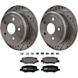 KIT-072924-3353 2-Wheel Set Rear Brake Disc and Pad Kit, Cross-drilled and Slotted 5 Lugs 315.98 mm Ceramic, Includes (1) Brake Pad Set and (2) Brake Disc