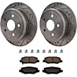 KIT-072924-3354 2-Wheel Set Rear Brake Disc and Pad Kit, Cross-drilled and Slotted 5 Lugs 315.98 mm Ceramic, Includes (1) Brake Pad Set and (2) Brake Disc