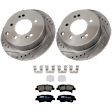 KIT-072924-3405 2-Wheel Set Rear Brake Disc and Pad Kit, Cross-drilled and Slotted 5 Lugs 261.87 mm Ceramic, Includes (2) Brake Disc and (1) Brake Pad Set