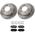 KIT-072924-3406 2-Wheel Set Rear Brake Disc and Pad Kit, Cross-drilled and Slotted 5 Lugs 261.87 mm Ceramic, Includes (2) Brake Disc and (1) Brake Pad Set