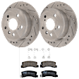 KIT-072924-3481 2-Wheel Set Rear Brake Disc and Pad Kit, Cross-drilled and Slotted 5 Lugs 268.99 mm Ceramic, Includes (2) Brake Disc and (1) Brake Pad Set
