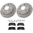 KIT-072924-3482 2-Wheel Set Rear Brake Disc and Pad Kit, Cross-drilled and Slotted 5 Lugs 268.99 mm Ceramic, Includes (2) Brake Disc and (1) Brake Pad Set