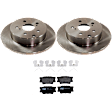 KIT-072924-3514 2-Wheel Set Rear Brake Disc and Pad Kit, Plain Surface 5 Lugs 280.92 mm Semi-metallic, Includes (1) Brake Pad Set and (2) Brake Disc