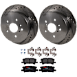 KIT-072924-3563 2-Wheel Set Rear Brake Disc and Pad Kit, Cross-drilled and Slotted 5 Lugs 288.04 mm Ceramic, Includes (1) Brake Pad Set and (2) Brake Disc