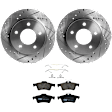 KIT-072924-3592 2-Wheel Set Rear Brake Disc and Pad Kit, Cross-drilled and Slotted 5 Lugs 264.92 mm Semi-metallic, Includes (2) Brake Disc and (1) Brake Pad Set