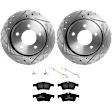 2004 Mazda 3 - 2-Wheel Set Rear Brake Disc and Pad Kit, Cross-drilled and Slotted, 5 Lugs, 279.91 mm, Semi-metallic, 2.3L 4Cyl, Includes (2) Disc and (1) Pad Set