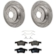 KIT-072924-3616 2-Wheel Set Rear Brake Disc and Pad Kit, Cross-drilled and Slotted 5 Lugs 302.01 mm Semi-metallic, Includes (1) Brake Pad Set and (2) Brake Disc
