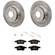 KIT-072924-3617 2-Wheel Set Rear Brake Disc and Pad Kit, Cross-drilled and Slotted 5 Lugs 302.01 mm Semi-metallic, Includes (1) Brake Pad Set and (2) Brake Disc