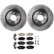 KIT-072924-3704 2-Wheel Set Front Brake Disc and Pad Kit, Plain Surface 5 Lugs 323.09 mm Semi-metallic, Includes (2) Brake Disc and (1) Brake Pad Set