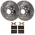 KIT-072924-3763 2-Wheel Set Front Brake Disc and Pad Kit, Cross-drilled and Slotted 5 Lugs 288.04 mm Ceramic, Includes (1) Brake Pad Set and (2) Brake Disc