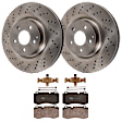 KIT-072924-3766 2-Wheel Set Front Brake Disc and Pad Kit, Cross-drilled and Slotted 5 Lugs 335.03 mm Semi-metallic, Includes (1) Brake Pad Set and (2) Brake Disc