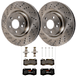 KIT-072924-3767 2-Wheel Set Front Brake Disc and Pad Kit, Cross-drilled and Slotted 5 Lugs 335.03 mm Semi-metallic, Includes (1) Brake Pad Set and (2) Brake Disc