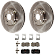 KIT-072924-3893 2-Wheel Set Front Brake Disc and Pad Kit, Plain Surface 5 Lugs 344.93 mm Semi-metallic, Includes (2) Brake Disc and (1) Brake Pad Set