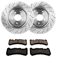 KIT-072924-3918 2-Wheel Set Front Brake Disc and Pad Kit, Plain Surface 5 Lugs 344.93 mm Semi-metallic, Includes (1) Brake Pad Set and (2) Brake Disc