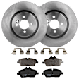 KIT-072924-4002 2-Wheel Set Front Brake Disc and Pad Kit, Plain Surface 4 Lugs 315.98 mm Semi-metallic, Includes (2) Brake Disc and (1) Brake Pad Set