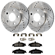 KIT-072924-407 2-Wheel Set Front Brake Disc and Pad Kit, Cross-drilled and Slotted 5 Lugs 277.88 mm Semi-metallic, Includes (2) Brake Disc and (1) Brake Pad Set
