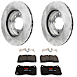 KIT-072924-4123 2-Wheel Set Front Brake Disc and Pad Kit, Plain Surface 4 Lugs 257.05 mm Ceramic, Includes (1) Brake Pad Set and (2) Brake Disc