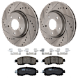 KIT-072924-4189 2-Wheel Set Front Brake Disc and Pad Kit, Cross-drilled and Slotted 5 Lugs 296 mm Ceramic, Includes (2) Brake Disc and (1) Brake Pad Set