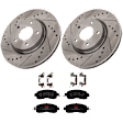 KIT-072924-4190 2-Wheel Set Front Brake Disc and Pad Kit, Cross-drilled and Slotted 5 Lugs 296 mm Ceramic, Includes (2) Brake Disc and (1) Brake Pad Set