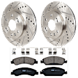 KIT-072924-423 2-Wheel Set Front Brake Disc and Pad Kit, Cross-drilled and Slotted 6 Lugs 329.95 mm Ceramic, Includes (1) Brake Pad Set and (2) Brake Disc