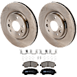 KIT-072924-4247 2-Wheel Set Front Brake Disc and Pad Kit, Plain Surface 5 Lugs 296 mm Ceramic, Includes (1) Brake Pad Set and (2) Brake Disc