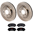 KIT-072924-4248 2-Wheel Set Front Brake Disc and Pad Kit, Plain Surface 5 Lugs 296 mm Ceramic, Includes (1) Brake Pad Set and (2) Brake Disc