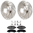 KIT-072924-424 2-Wheel Set Front Brake Disc and Pad Kit, Cross-drilled and Slotted 6 Lugs 329.95 mm Semi-metallic, Includes (1) Brake Pad Set and (2) Brake Disc