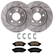 KIT-072924-4335 2-Wheel Set Front Brake Disc and Pad Kit, Cross-drilled and Slotted 5 Lugs 296.93 mm Ceramic, Includes (2) Brake Disc and (1) Brake Pad Set