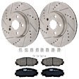 KIT-072924-4350 2-Wheel Set Front Brake Disc and Pad Kit, Cross-drilled and Slotted 5 Lugs 275 mm Ceramic, Includes (1) Brake Pad Set and (2) Brake Disc