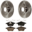KIT-072924-4423 Front Brake Disc and Pad Kit, Plain Surface 5 Lugs Semi-metallic